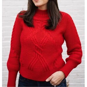 Banana Republic Cable-Knit Merino Wool Alpaca Blend Rolled Mockneck Sweater Sz S